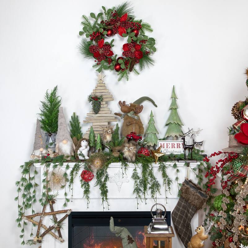 Rustic Wooden Christmas Tree with Star Decoration - 25.5"