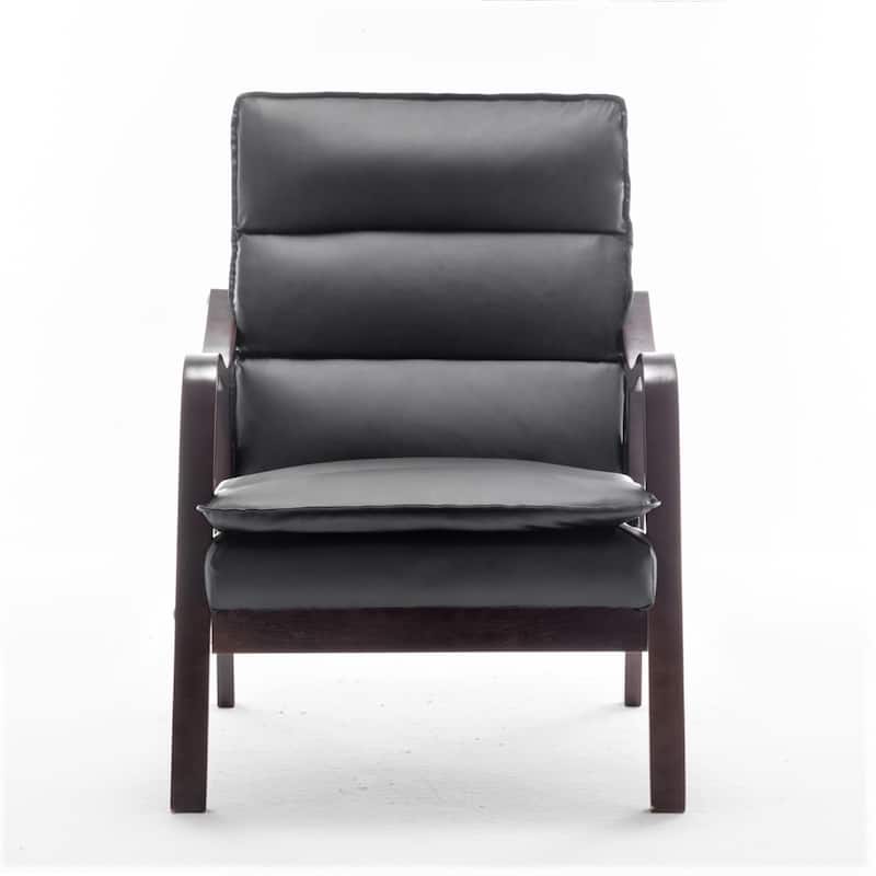 Clovis 24.8" Wide Mid-Century Modern Faux Leather Armchair