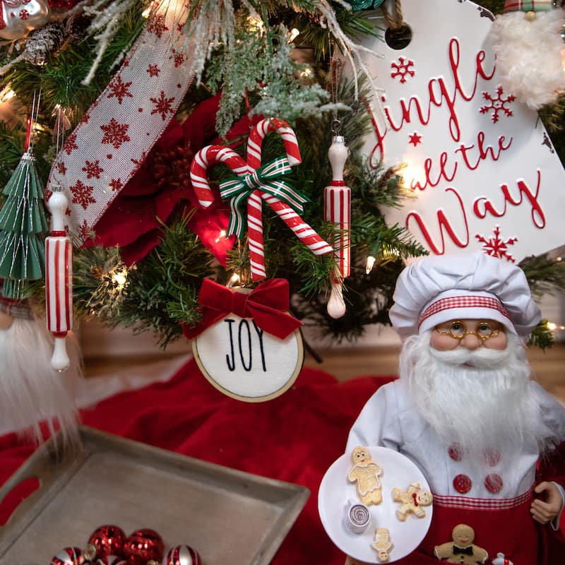 Candy Cane Christmas Ornament - 5.25" - Red and White