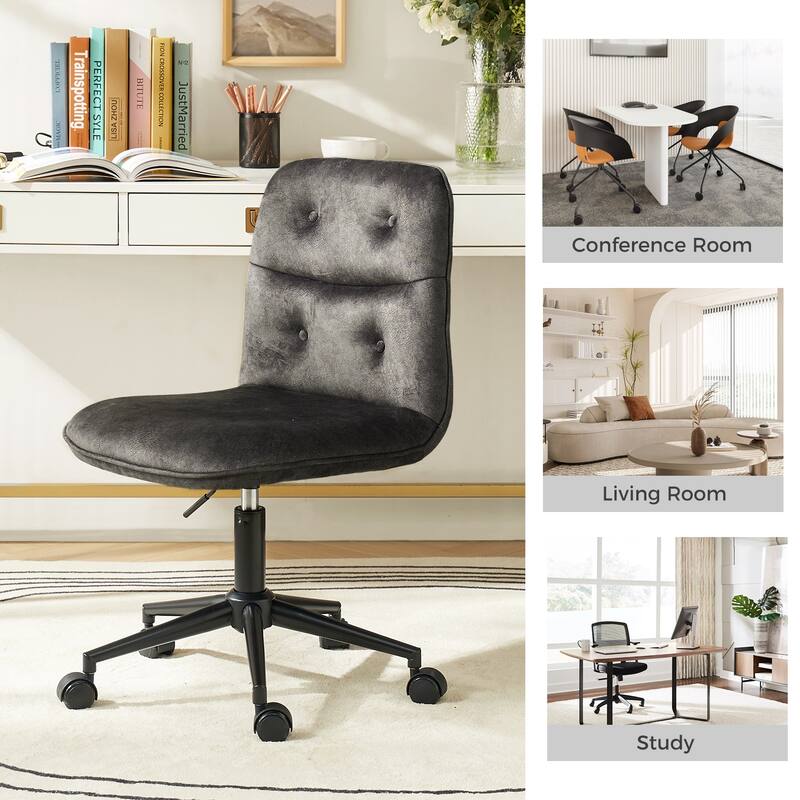 Klaus Upholstered Armless Swivel Task Chair with Tufted Back by HULALA HOME