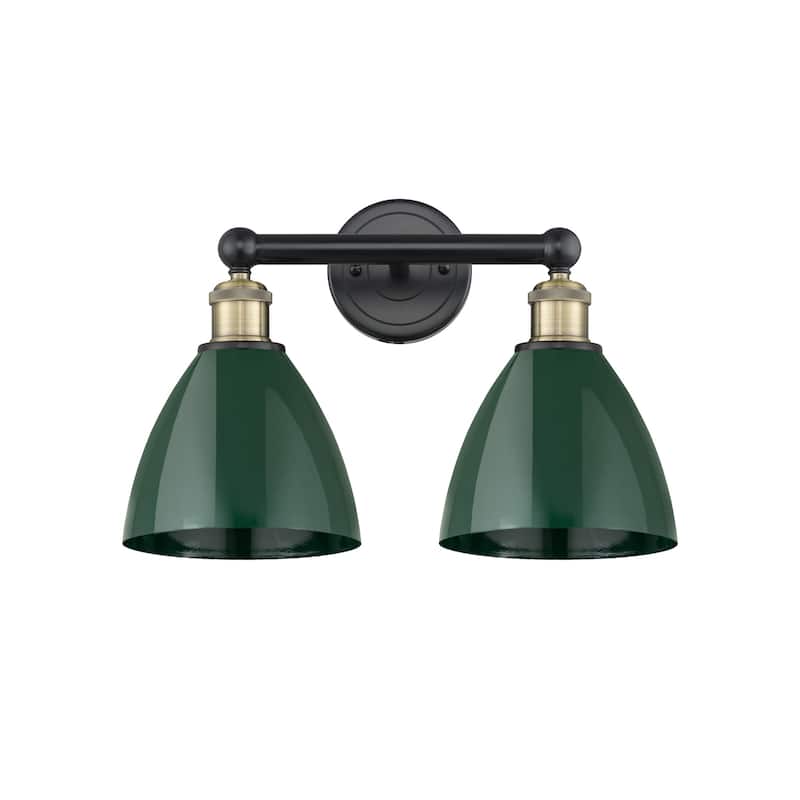 Innovations Lighting 616-2W-12-17 Plymouth Vanity Plymouth Dome 2 - Black Antique Brass / Green