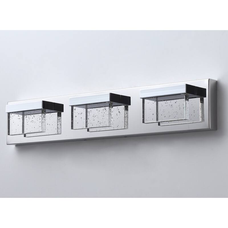 Modern 3-Light Creative Square Bubble Glass Shape Vanity Lighting Fixture