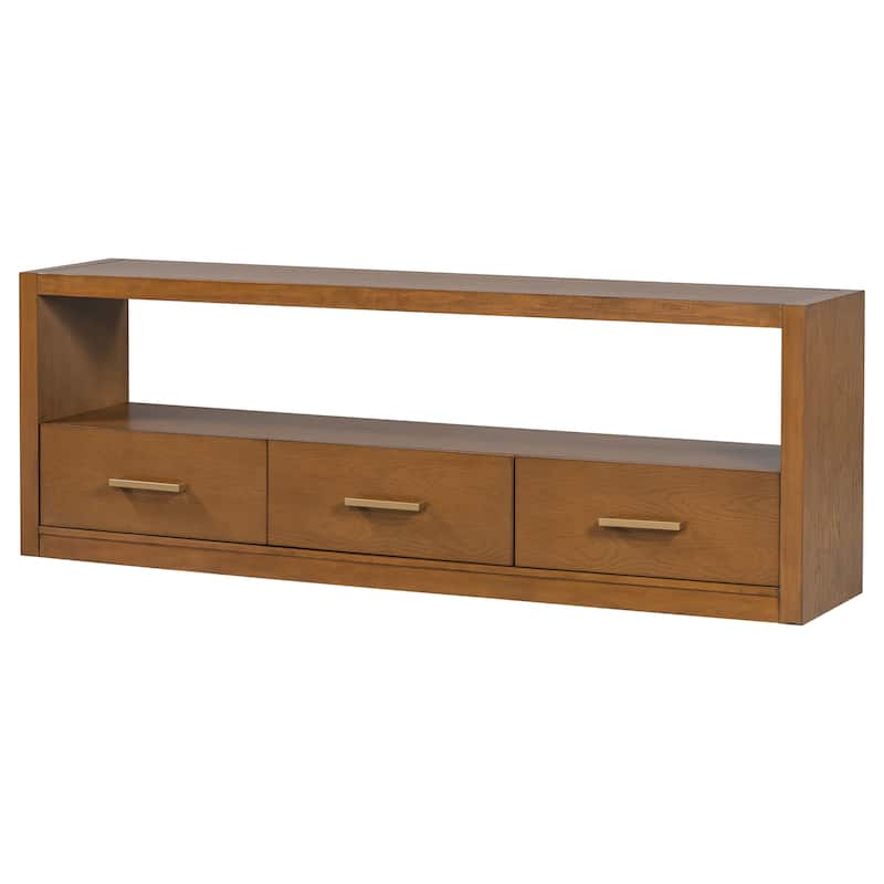 Mirod Stylish TV Stand with Ample Storage,Classic Design with Three Drawers and Spacious Surface,Minimalist Metal Handles