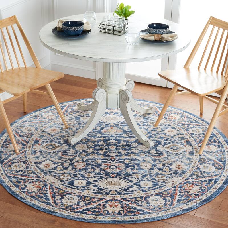 SAFAVIEH Olympia Niculina Abstract Rug - 6' Round - Navy/Ivory