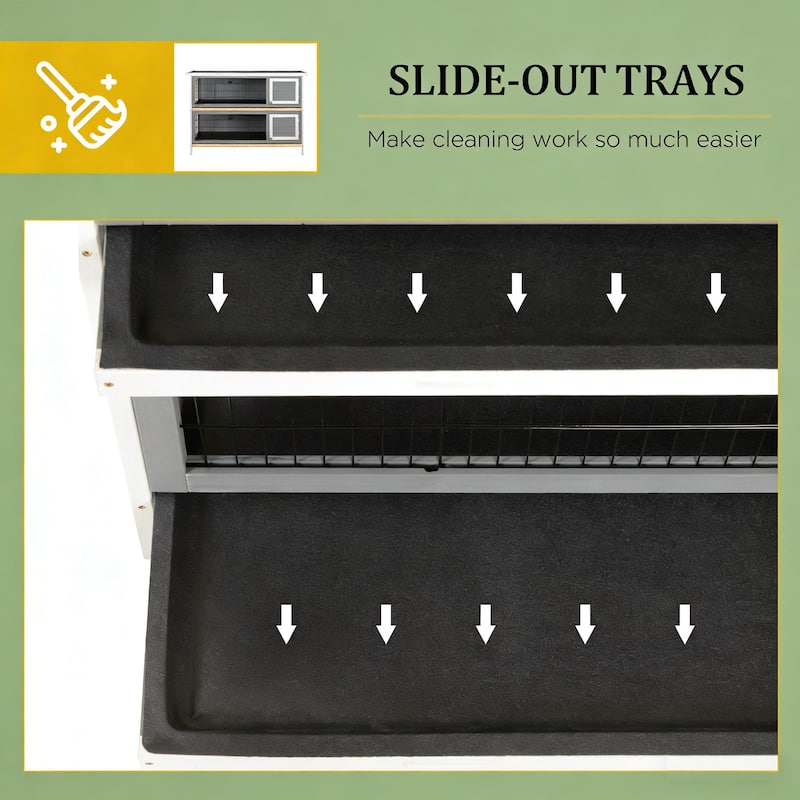 Pet House,2-Story Large Rabbit Hutch is designed for convenient cleaning - DARK GREY