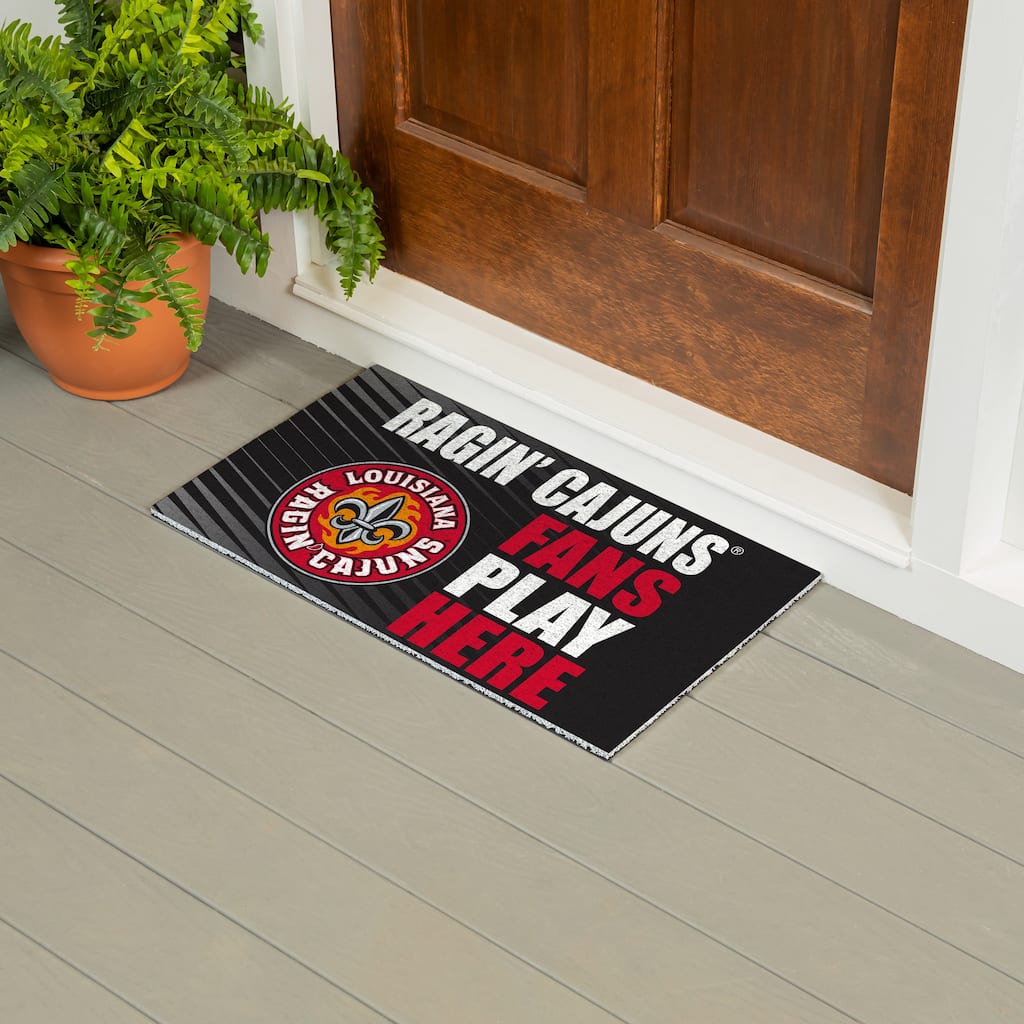 28 in. x 16 in. University of Louisiana-Lafayette "Fans Play Here" PVC Door Mat