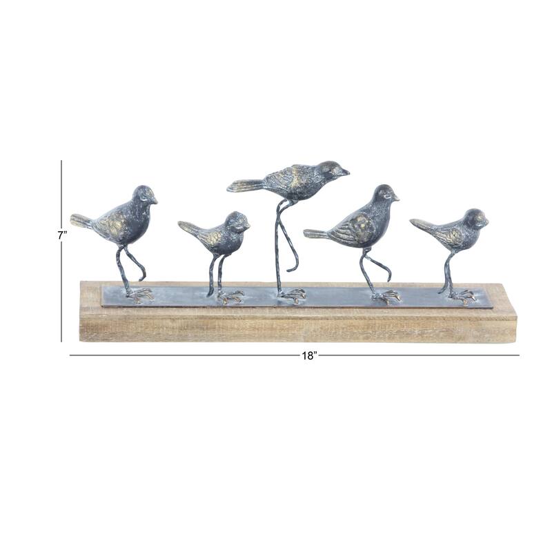 Grey Iron Farmhouse Sculpture Birds 7 x 18 x 4 - 18 x 4 x 7