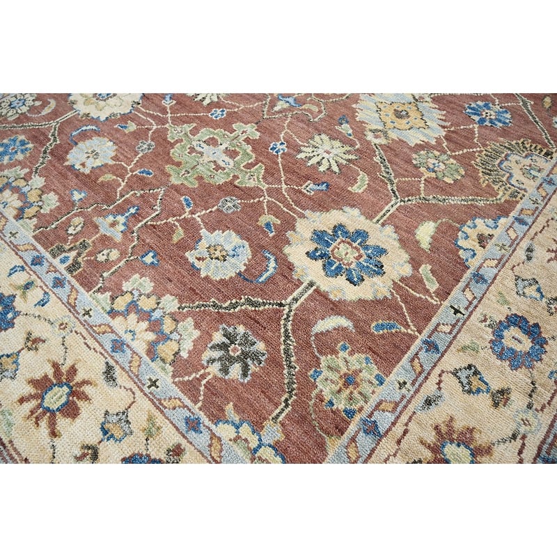 Hand Knotted Turkish Oushak Brown Wool Traditional Oriental Area Rug