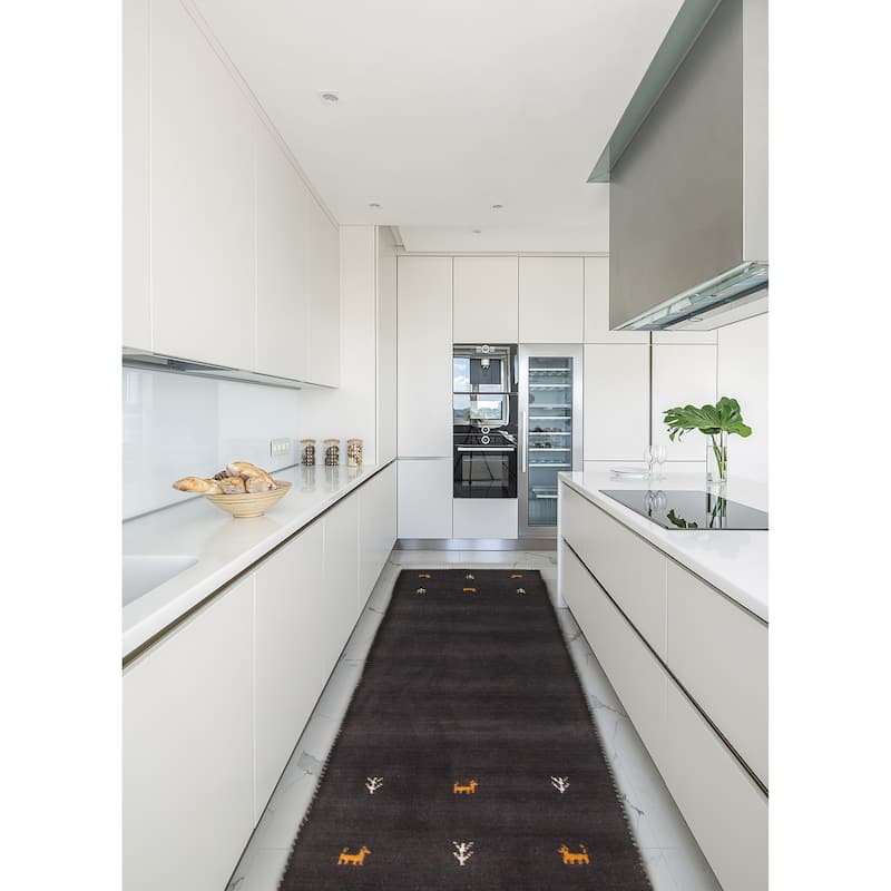 Kashkuli Gabbeh Grey Rug 2'5" x 6'7" - 2'5 x 6'7