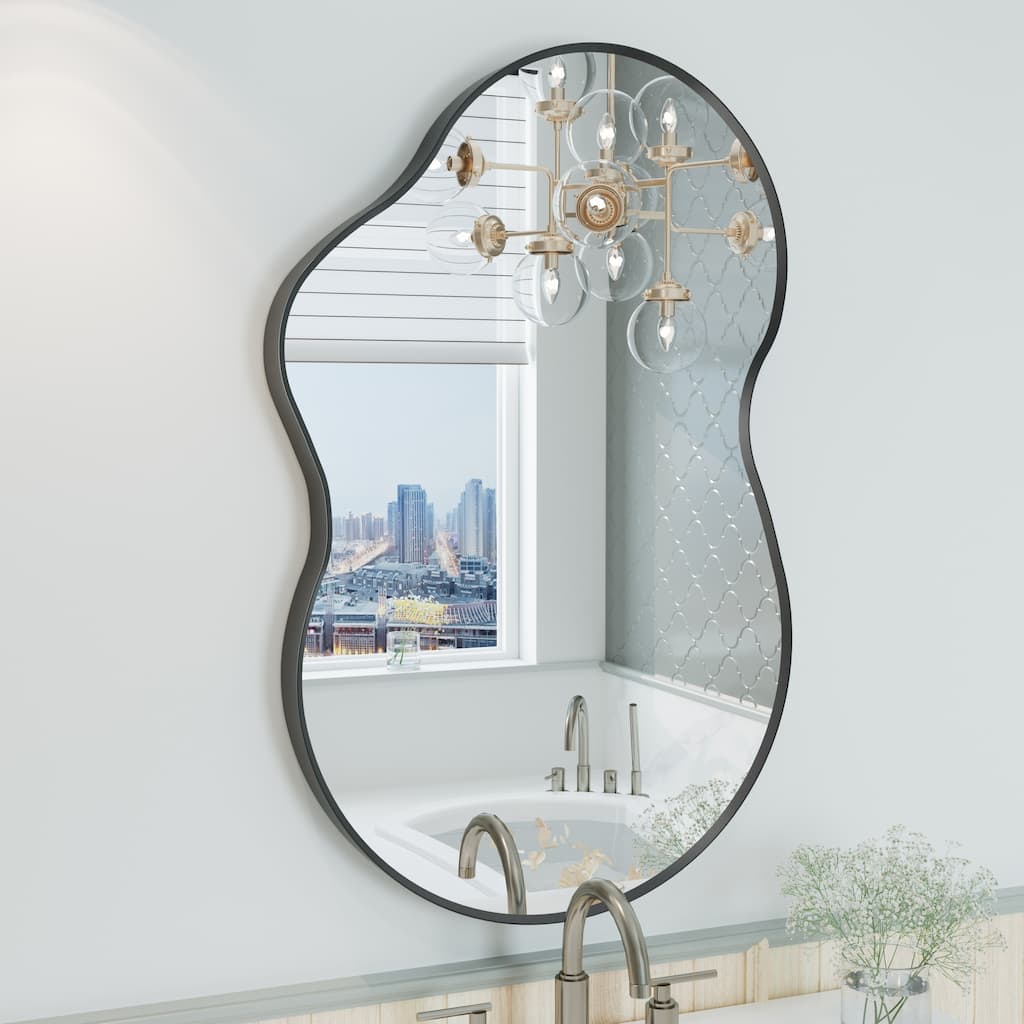 Irregular Wall Mirror Asymmetrical Decorative with 5 year warranty - Black