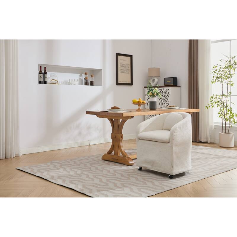 Upholstery Dining Armchair With Universal Wheels
