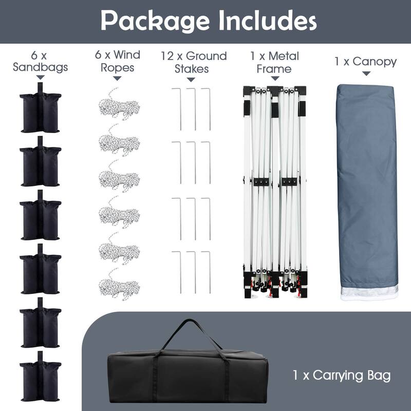 Costway 10 x 20 FT Pop-up Canopy UPF50+ Sun Protection Tent with - See Details