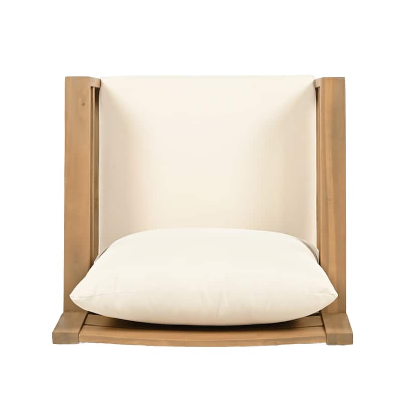 Christopher Knight Home - Everett Outdoor Acacia Wood 4-Piece Patio Conversation Set with Deep Seating and Coffee Table