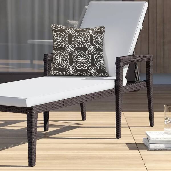 Ebony Medallion Print Outdoor Decorative Pillow 18 x 18 in Black 18