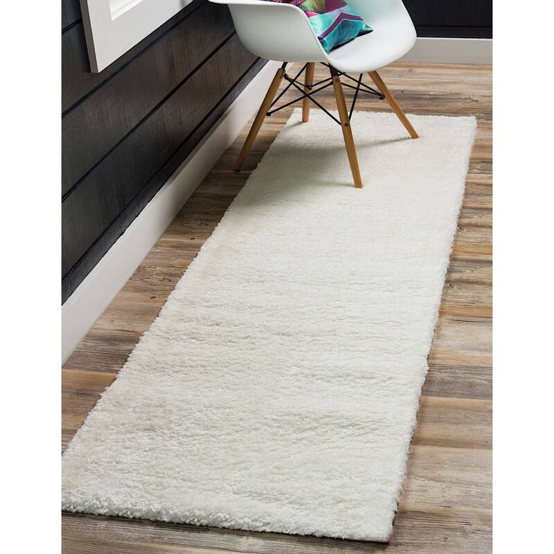 Solid/Striped Zoit Collection Area Rug - 2'2"x8' - Snow White