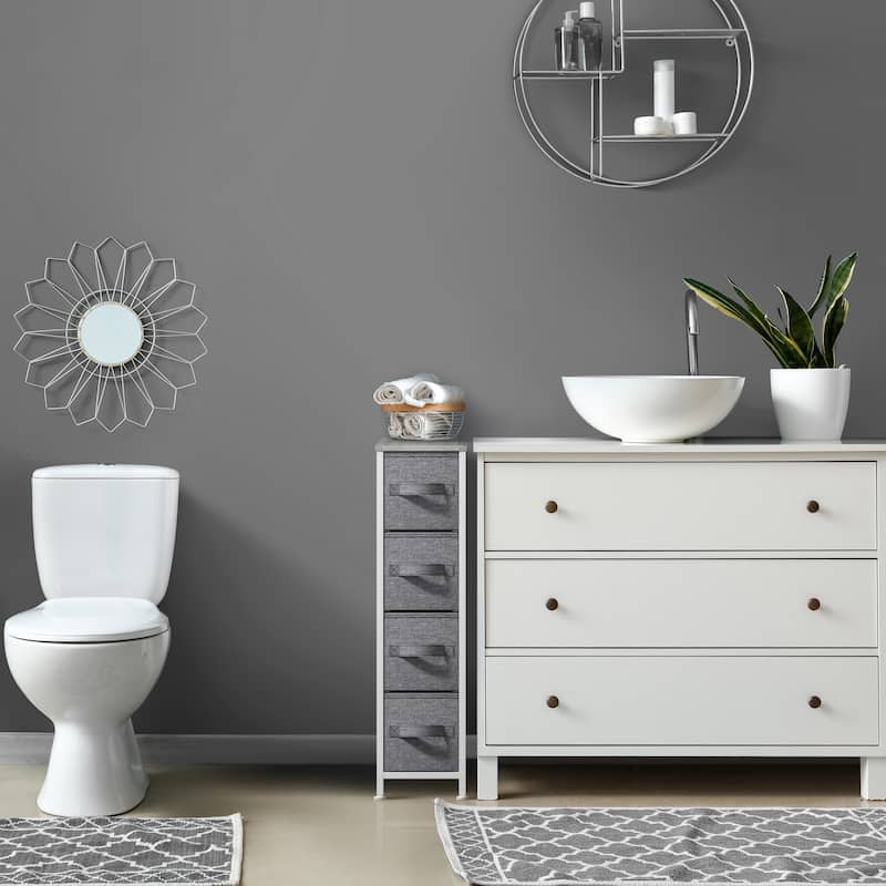 Narrow Dresser Tower with 4 Drawers - Vertical Storage for Bedroom