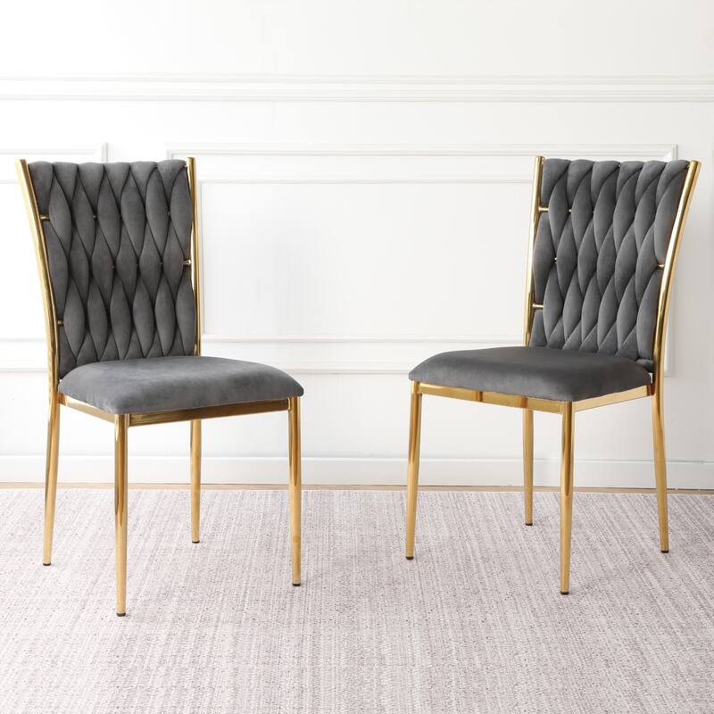 Modern Simple Velvet Dining Chair, Family Bedroom Stool Back Student Table Chair (Set Of 2) - Dark Gray