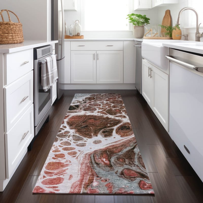 Machine Washable Indoor/ Outdoor Chantille Contemporary Rug - Paprika - 2'3" x 7'6"