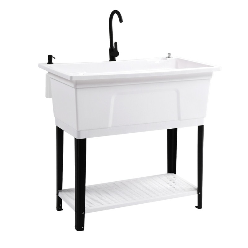 40 In.W Utility Sink Washing Room Sink Big Laundry Tub With Faucet - N/A
