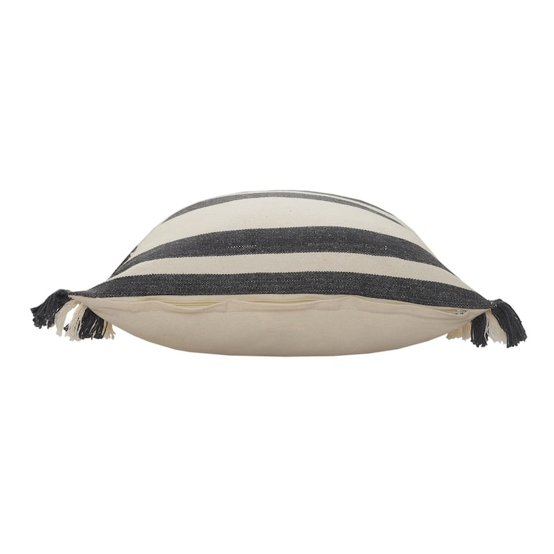 HomeRoots 20" X 20" Gray And White 100% Cotton Striped Zippered Pillow