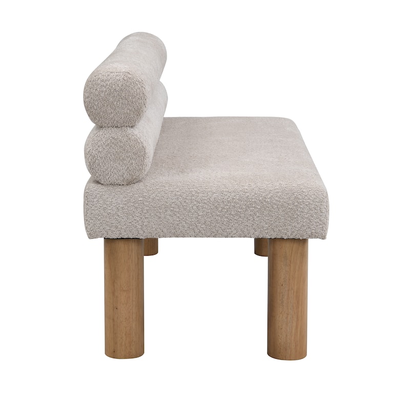 Upholstered Dining Bench, Boucle Ottoman for Dining Room, Bedroom, Living Room, Rubber Wood Leg 330 LBS Support