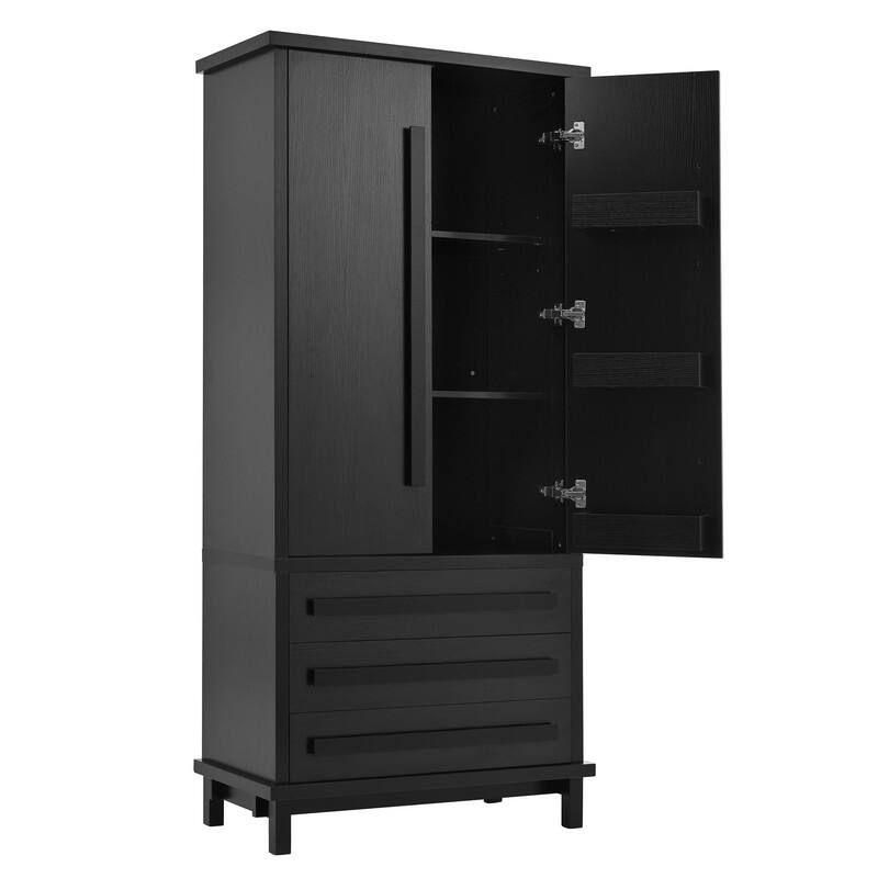 Farmhouse 70" Tall Kitchen Pantry Cabinet,Freestanding Wooden Kitchen Cupboard with 6 Door Shelves and 3 Drawers