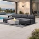preview thumbnail 30 of 75, PURPLE LEAF Caesar Outdoor Couch with 9.6" Thick Cushion and Table for Yard Porch Deck, Grey Outdoor Patio Conversation Sets 4 Seats+2 Ottomans - U-shaped