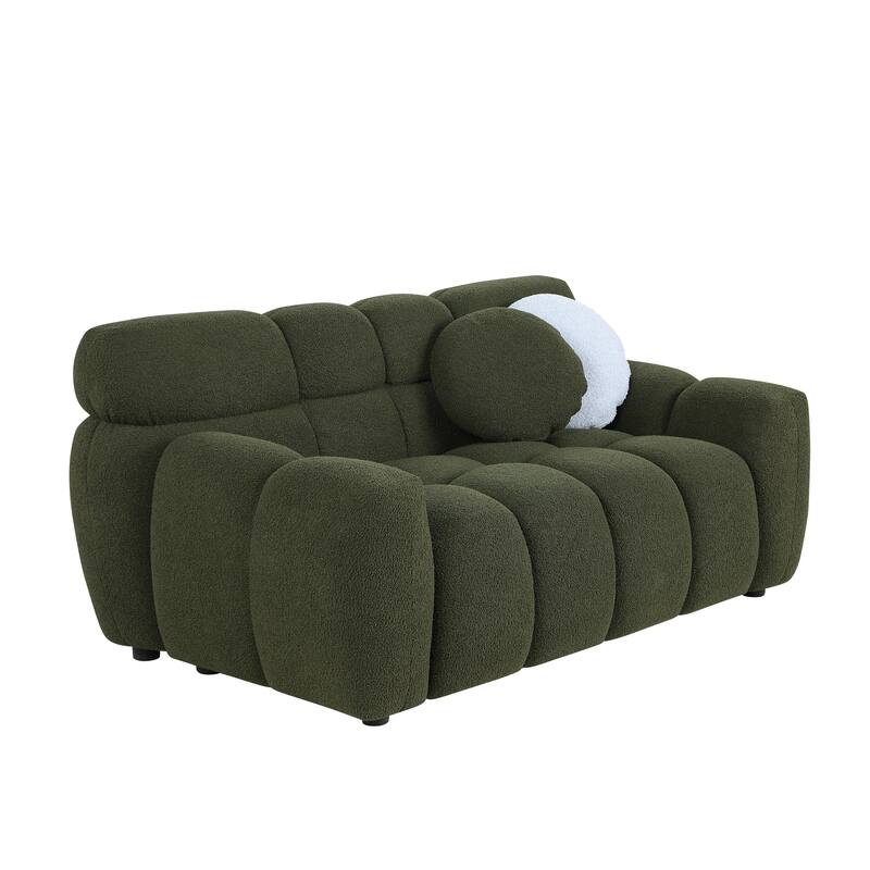 Wayna Modern Square Sofa, Sherpa Thick Cushion Double Sofa
