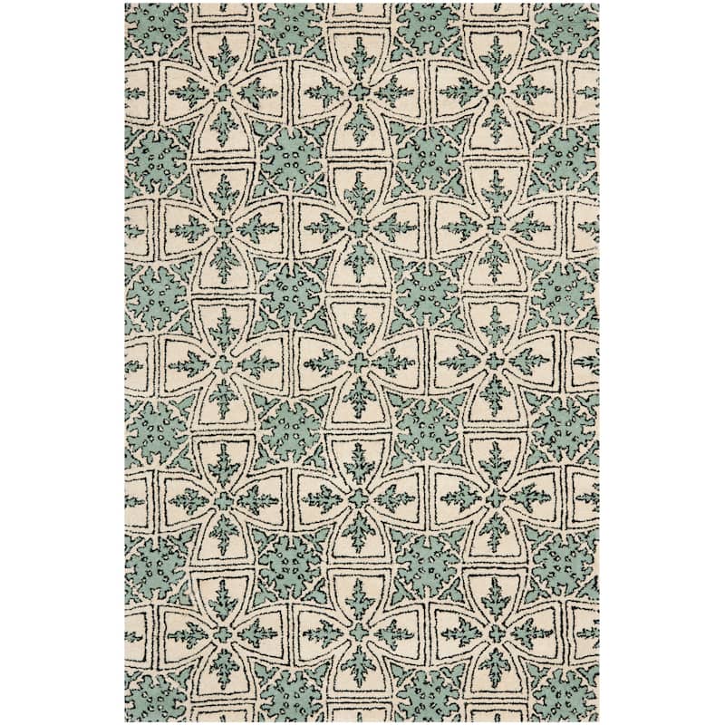 SAFAVIEH Handmade Chatham Laurane Modern Moroccan Wool Rug - 4' x 6' - Light Blue/Ivory