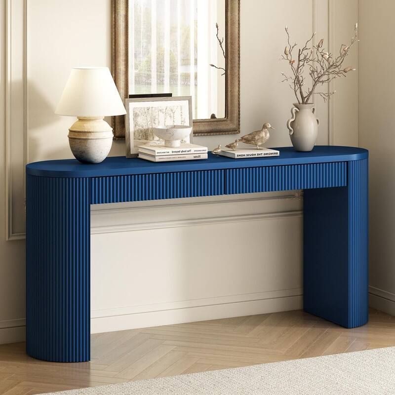58.2" Wooden Console Table with Solid Pine Wood for Entryway Hallway and Living Room Decor
