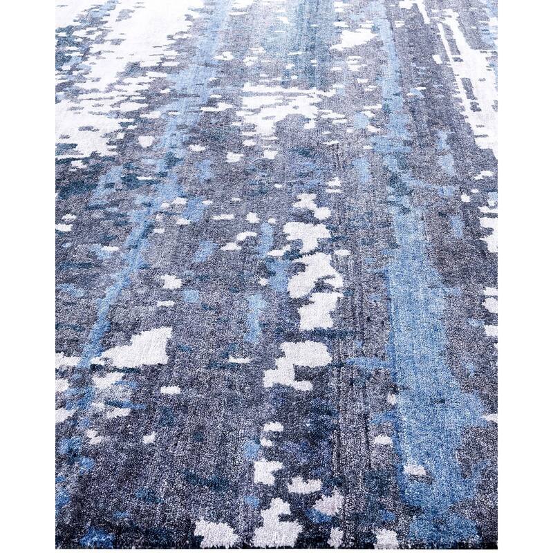 Modern One-of-a-Kind Handmade Area Rug, Blue - 8' 1" x 10' 1"