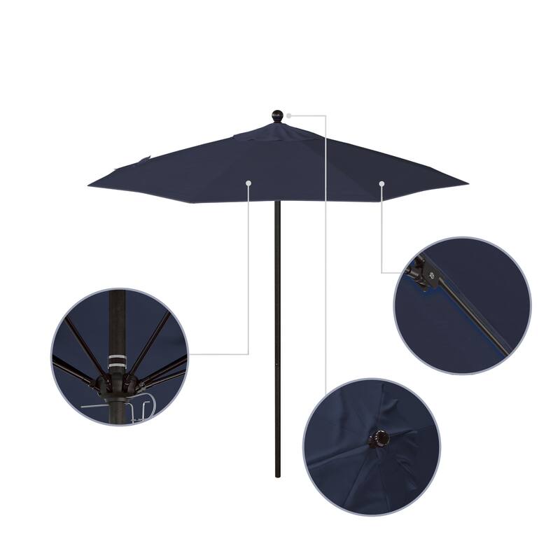 California Umbrella 7.5' Rd.. Aluminum Frame, Fiberglass Rib Market Umbrella, Push Open, Bronze Finish, Olefin Fabric