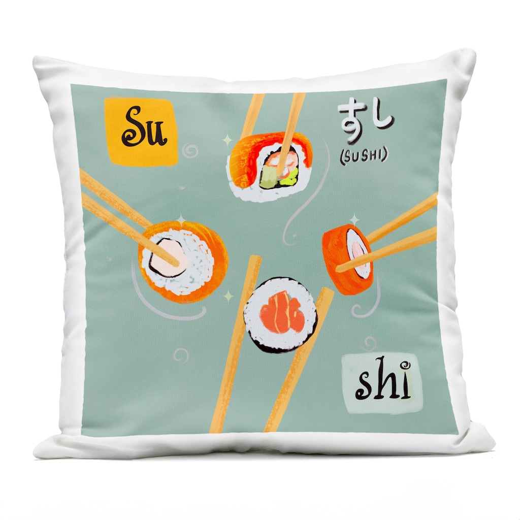 Stupell Tasty Sushi Party Gathering Printed Outdoor Throw Pillow Design by Juliet Rose Philips