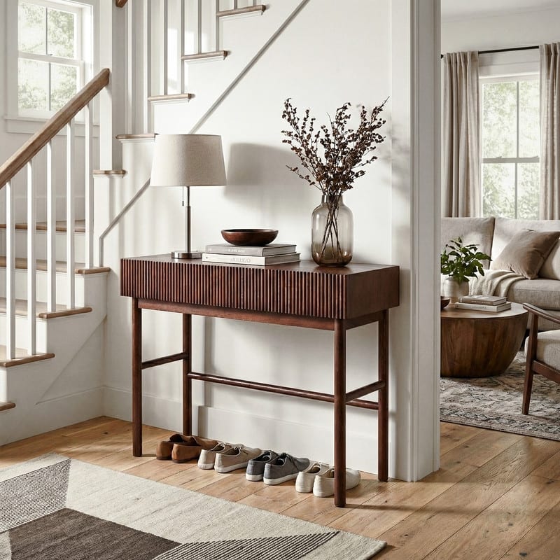 Solid Wood Console Table with 2-Drawer
