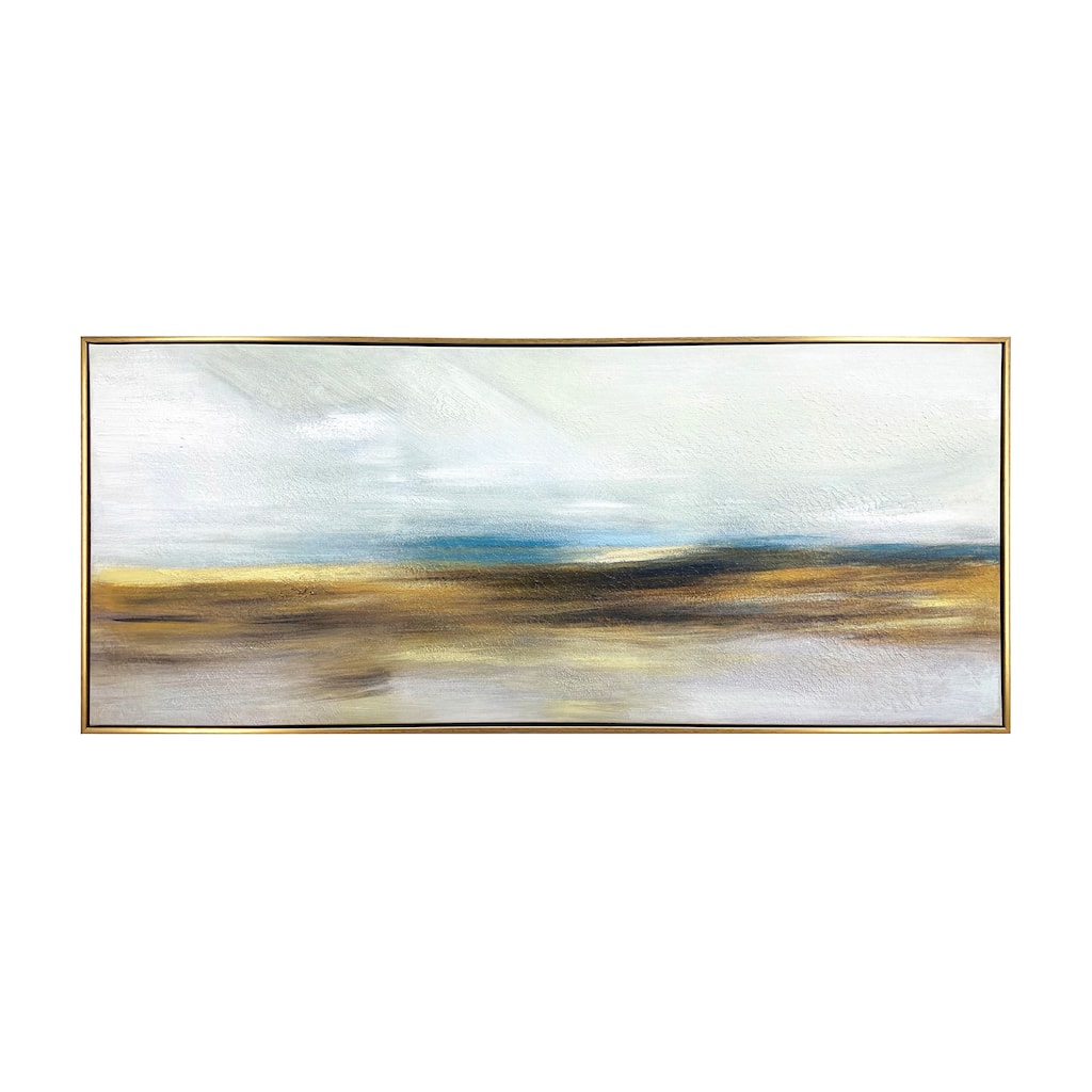 "The Horizon" Hand Painted Floating Framed Canvas Wall Art Print, 19x45 Inches