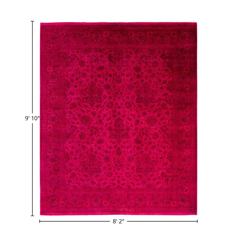Overton Hand Knotted Wool Vintage Inspired Modern Contemporary Overdyed Pink Area Rug - 8' 2" x 9' 10"