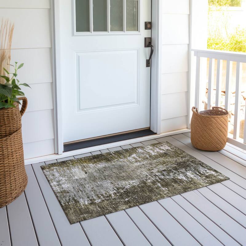 Machine Washable Indoor/ Outdoor Chantille Abstract Contemporry Rug