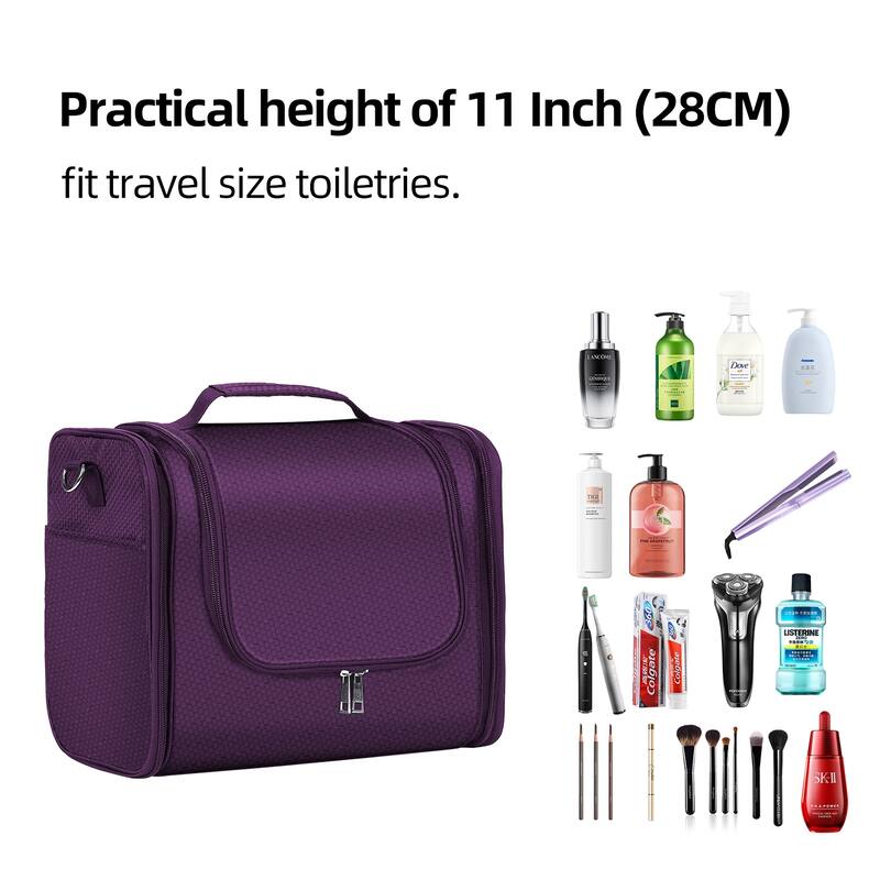 Extra Large Hanging Toiletry Bag for Travel & Daily Use, Water-Resistant Dopp Kit for Makeup, Shaving, Toiletries
