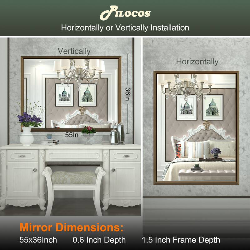 Bathroom Mirrors Wall Mounted Rectangle Vanity Cosmetic Makeup Mirror