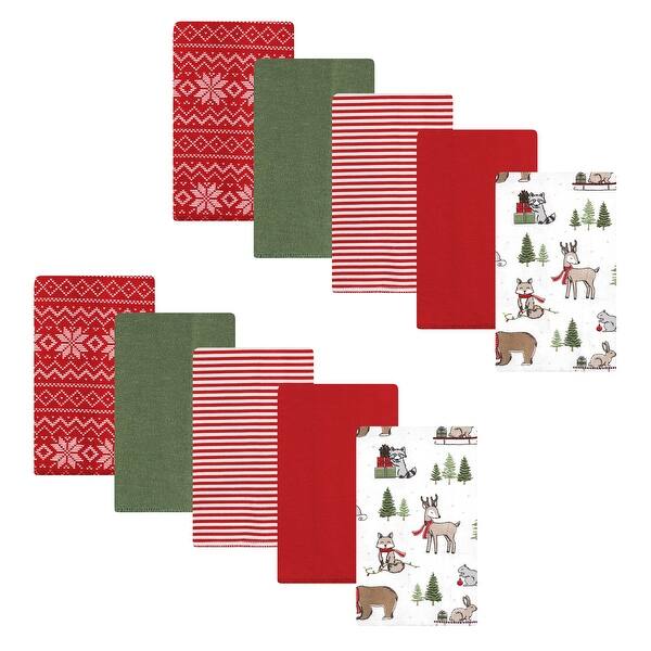 slide 1 of 1, Hudson Baby Unisex Baby Cotton Flannel Burp Cloths, Christmas Forest, One Size - Christmas Forest - One Size