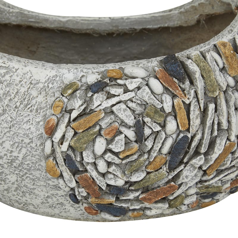 Fiberglass Bird Indoor Outdoor Planter with Stone Mosaic Design - Gray - Roche River Decor