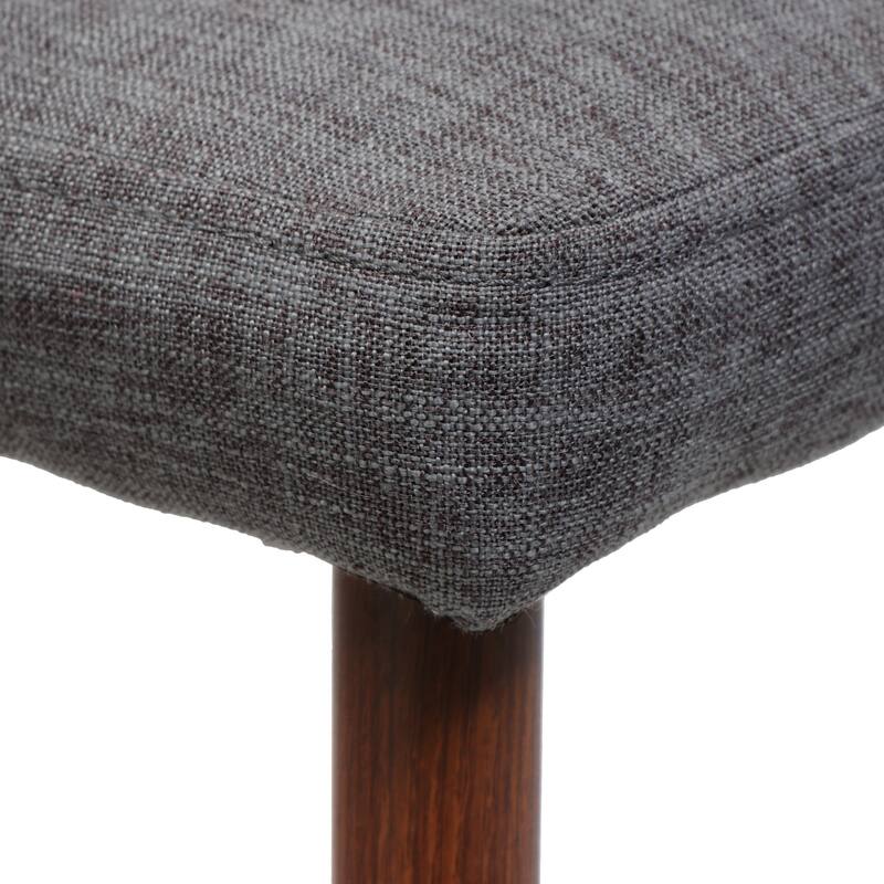 Handcrafted Fabric Dining Chairs Set of 2, Light Gray Upholstery, Walnut Finish Metal Legs, Mid Century Style for Dining Room