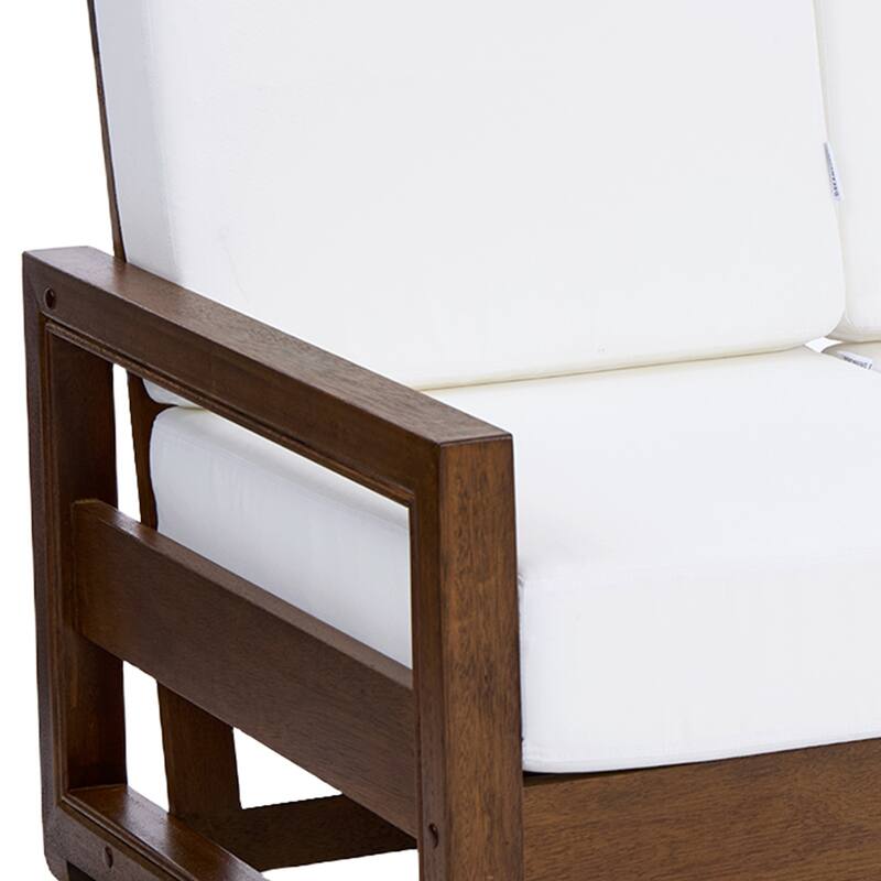 5-Piece Teak Wood Outdoor Patio Conversation Set with Cushion