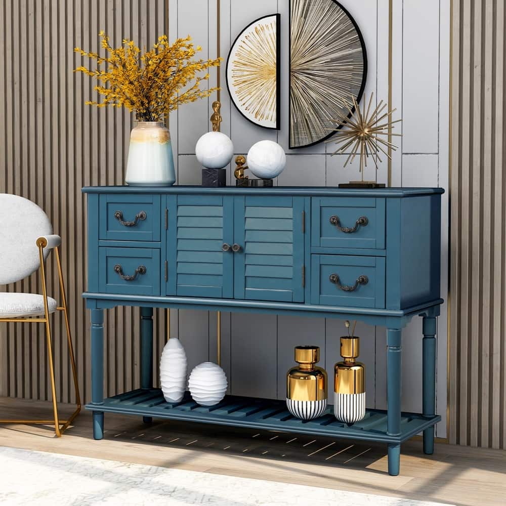 Console Table Sideboard Sofa Table with Shutter doors and 4 Drawers