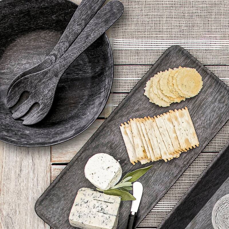 Abode Homewares by TarHong Faux Real Blackened Wood Tray, 17.8" x 7.5"