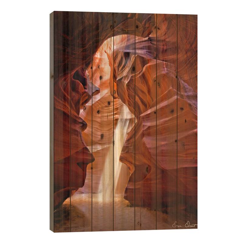 Sun Shining Through Canyon III Print On Wood by David Drost - Multi-Color - 40x26x1.5