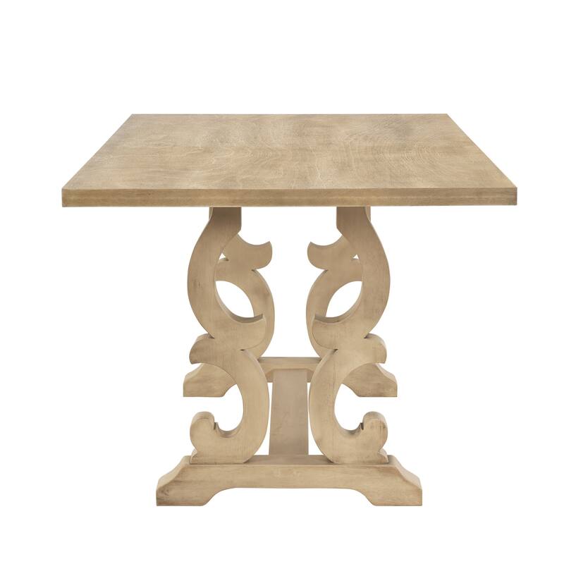 Rectangular Trestle Table and 4 Upholstered Chairs & Bench