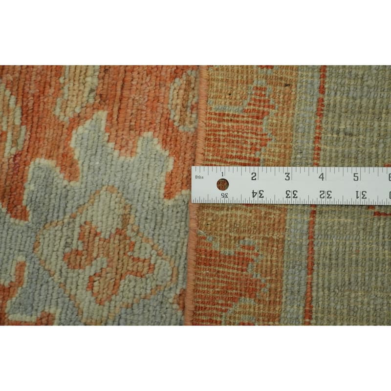 Vegetable Dye Wool Oushak Turkish Area Rug, Medallion Geometric Carpet - 9' 6'' X 8' 3''