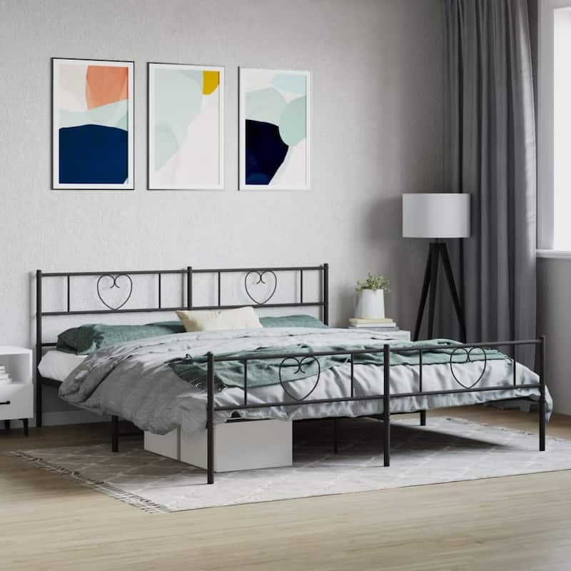 vidaXL Metal Bed Frame, No Mattress - Black 86.2" x 73.6" x 35.4"
