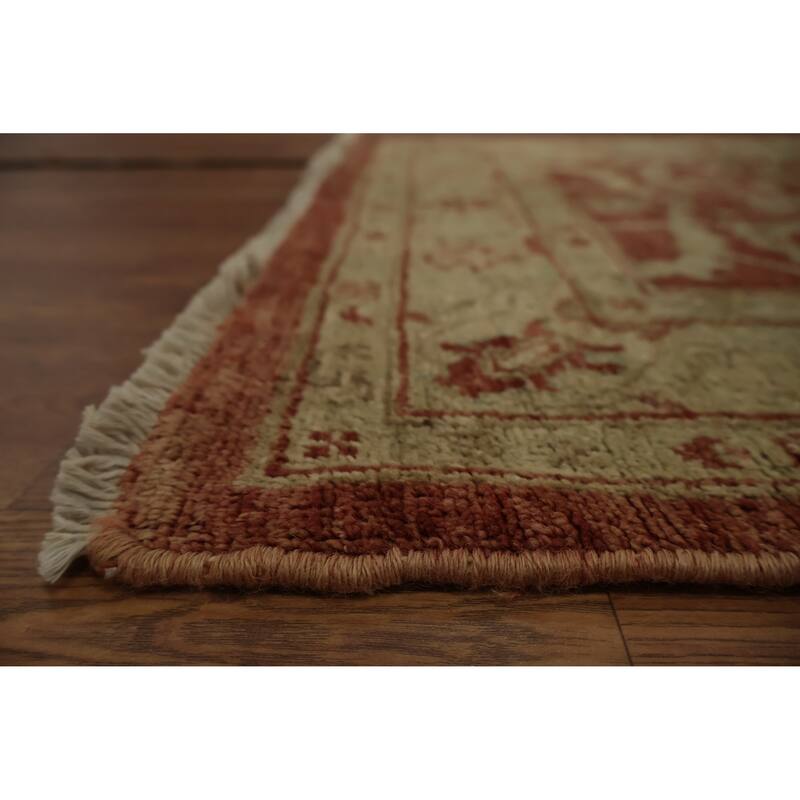 Hand Knotted Oriental 100% Wool Carpet Traditional Floral Oranges & Rust Ziegler Runner Rug - 13' 2'' X 2' 6''